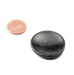 Czech vintage floral black glass cabochon 32mm