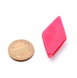 Large vintage Czech Deco fire red rhomboid art glass cabochon 38mm