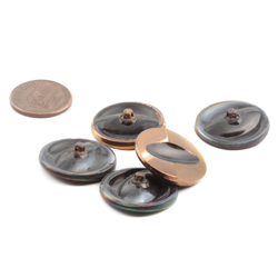 Lot (5) Antique Czech metallic lustre black glass buttons 23mm