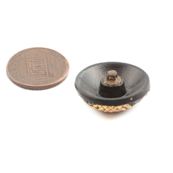 Antique Czech gold gilt imitation marcasite black glass button 23mm