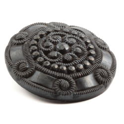 Antique Art Nouveau Czech pewter lustre imitation marcasite scrolls glass button 23mm