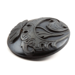 Antique Art Nouveau Czech pewter lustre flower glass button 23mm