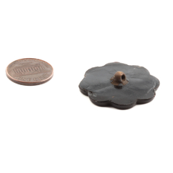Large Antique C19th Czech imitation marcasite black etched flower glass button 32mm