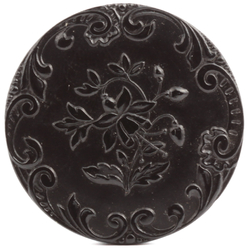 Large Antique C19th Czech black flower glass button 32mm