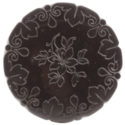 Large Antique C19th Czech black etched flower glass button 32mm