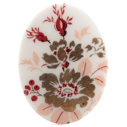 Vintage Limoges style gilt floral white cabochon 40x30mm