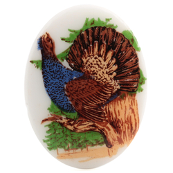 Vintage Limoges style grouse bird wildlife oval white cabochon 40x30mm