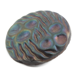 Antique Art Nouveau Czech iridescent lustre abstract black glass button 21mm 