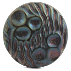 Antique Art Nouveau Czech iridescent lustre abstract black glass button 21mm 