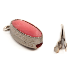 Vintage Czech pink oval glass rhinestone 1 strand necklace clasp signed