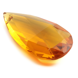 Czech antique hand cut topaz teardrop pendant glass bead 30mm