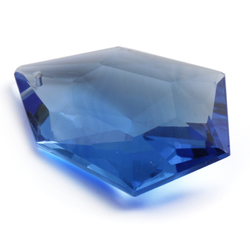 Czech antique hand cut sapphire blue hexagon pendant glass bead 35mm