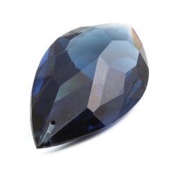 Czech antique hand cut montana blue oval teardrop pendant glass bead 45mm