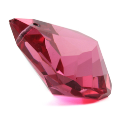 Czech antique hand cut fuchsia pink teardrop pendant glass bead 30mm