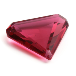 Czech antique hand cut fuchsia pink triangle pendant glass bead 27x29mm
