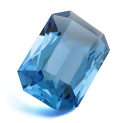 Large antique Czech hand cut sapphire blue octagon glass rhinestone 35x20mm