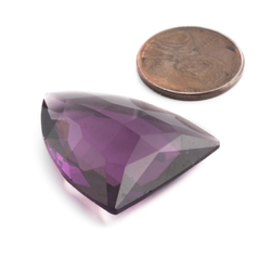 Large antique Czech hand cut amethyst shield glass rhinestone 30x26mm