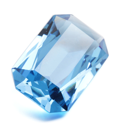 Large antique Czech hand cut sapphire blue octagon rectangle glass rhinestone 35x20mm
