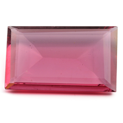 Large antique Czech hand cut fuchsia pink rectangle glass rhinestone 33x20mm