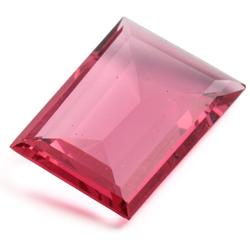 Large antique Czech hand cut fuchsia pink rectangle glass rhinestone 33x20mm
