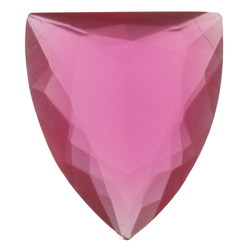 Large antique Czech hand cut frost fuchsia pink shield glass rhinestone 30x26mm