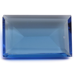 Large antique Czech hand cut sapphire blue rectangle glass rhinestone 36x23mm