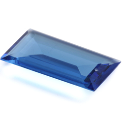 Large antique Czech hand cut sapphire blue rectangle glass rhinestone 36x23mm