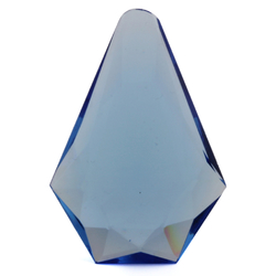 Large antique Czech hand cut sapphire blue pentagon glass rhinestone 38x27mm