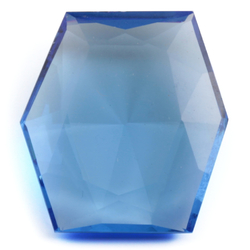 Large antique Czech hand faceted sapphire blue hexagon glass rhinestone 34x31mm