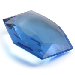 Large antique Czech hand faceted sapphire blue hexagon glass rhinestone 34x31mm