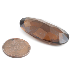 Large antique Czech hand faceted dark topaz oval glass rhinestone 38x20mm