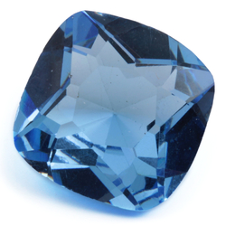Large antique Czech hand cushion cut sapphire blue square glass rhinestone 22mm