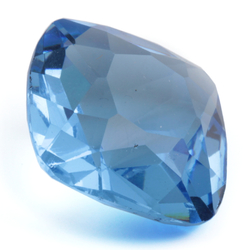 Large antique Czech hand cushion cut sapphire blue square glass rhinestone 22mm