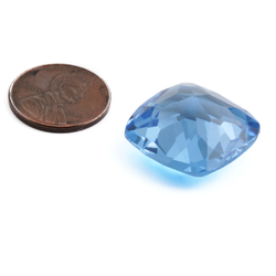 Large antique Czech hand cushion cut sapphire blue square glass rhinestone 22mm