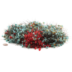 Lot (1900) Vintage Czech micro lampwork turquoise blue and red bicolor flower headpin glass beads