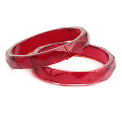 Original export box (24) antique Czech red faceted glass bangles hoop earring elements 48mm