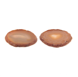 Lot (2) natural semi precious orange agate slices necklace pendants