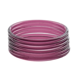 Lot (6) antique Czech purple amethyst glass bangles hoops earring elements 68mm
