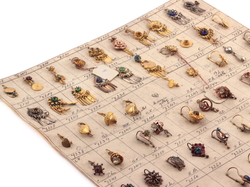 Technical design sample card (89) vintage Art Deco 1920's earrings Czechoslovakia