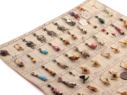 Art Deco design sample card (89) Czech vintage rhinestone glass bead coin earrings