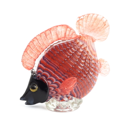 Vintage Czech metallurgical glass lampwork fish ornament Mid Century modern