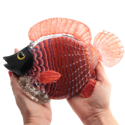 Vintage Czech metallurgical glass lampwork fish ornament Mid Century modern