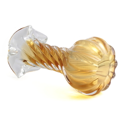 Vintage Czech topaz crystal bicolor twist glass vase Mid Century modern hand blown
