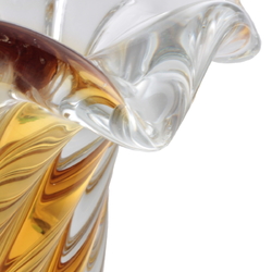 Vintage Czech topaz crystal bicolor twist glass vase Mid Century modern hand blown