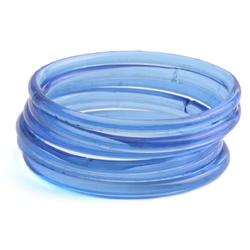 Lot (6) antique Czech blue glass bangles hoops earring elements 60mm