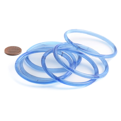Lot (6) antique Czech blue glass bangles hoops earring elements 60mm