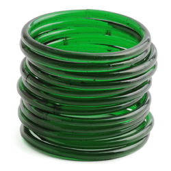 Lot (12) antique Czech Emerald green glass bangles hoops earring elements 58mm