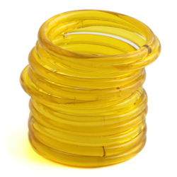 Lot (12) antique Czech golden amber glass bangles hoops earring elements 42mm