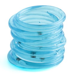 Lot (43) antique Czech aqua blue glass bangles hoops earring elements 40mm - kopie