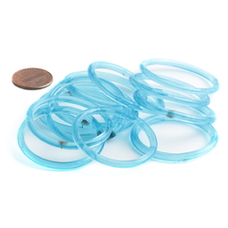 Lot (12) antique Czech aqua blue glass bangles hoops earring elements 40mm